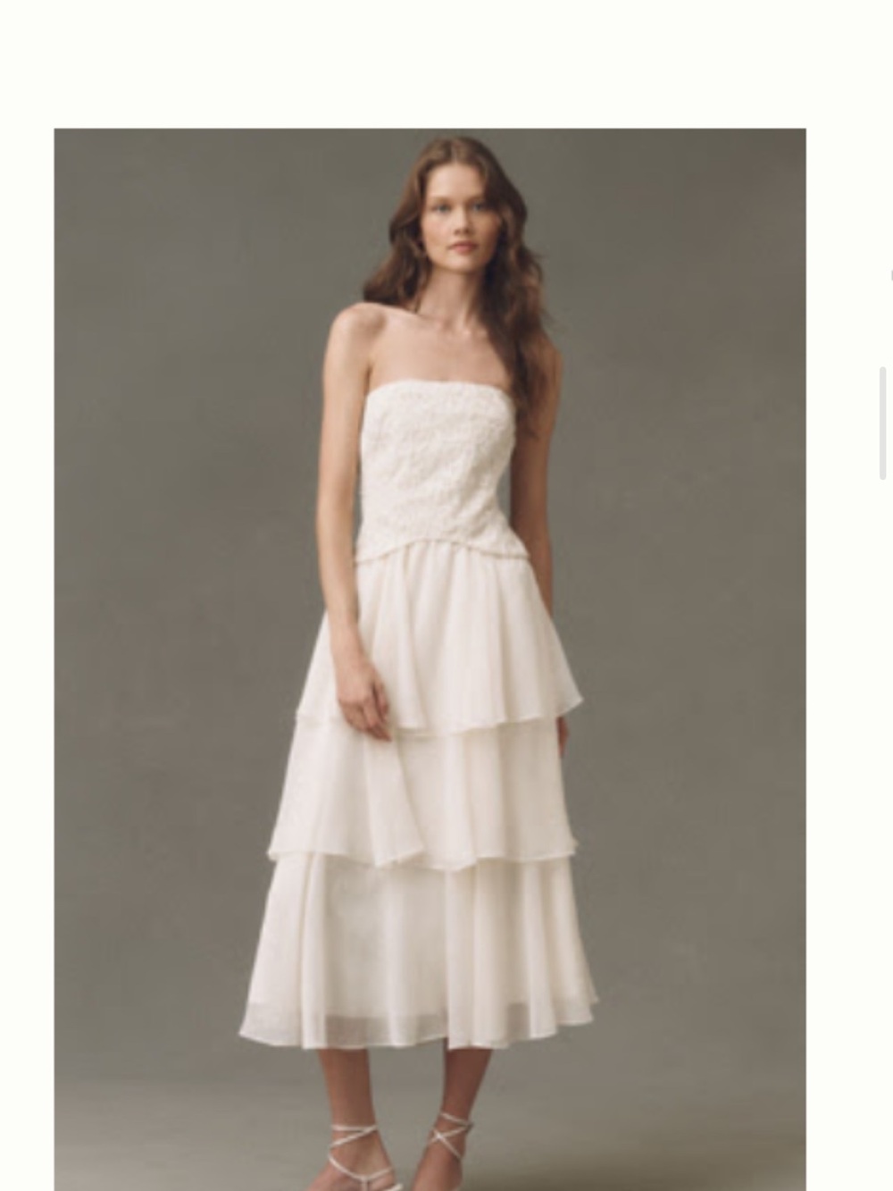 Anthropologie White Strapless Tiered Midi Dress- Never worn!